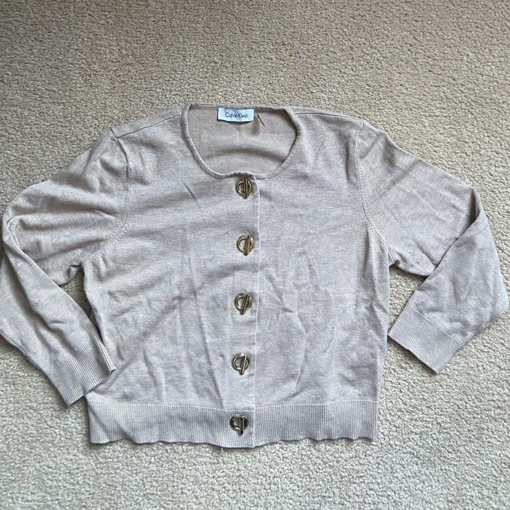 Calvin Klein Button Front Cropped Cardigan Sweater Women's